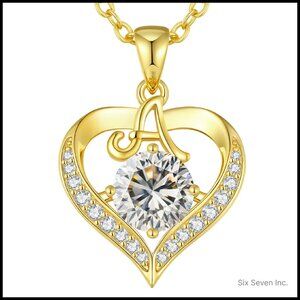 Gold Plated Moissanite Heart Pendant Necklace Elegant Personalized Jewelry Gift
